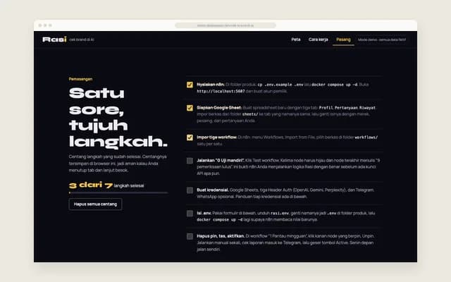 Tujuh langkah pemasangan