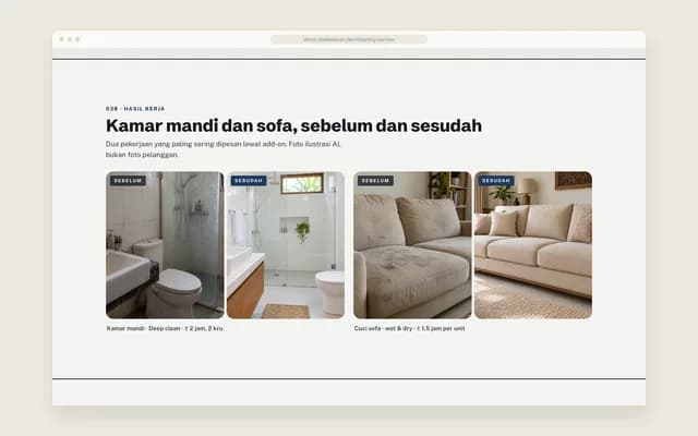 Hasil kerja sebelum dan sesudah