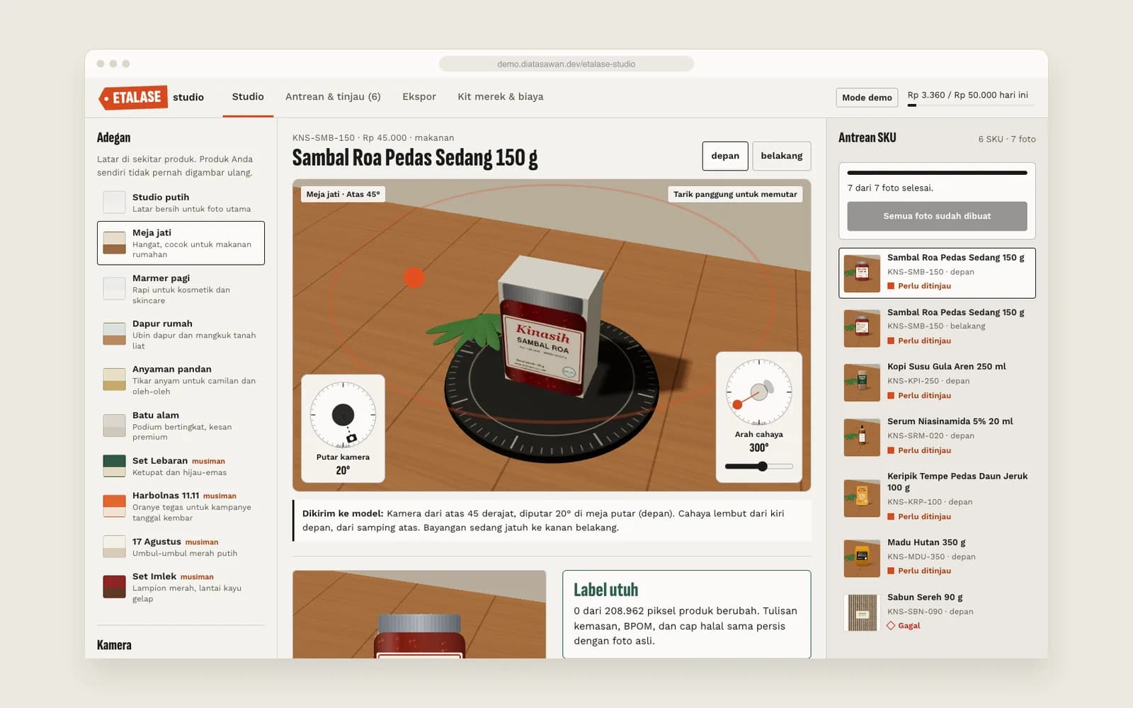 Etalase Studio — Studio meja putar