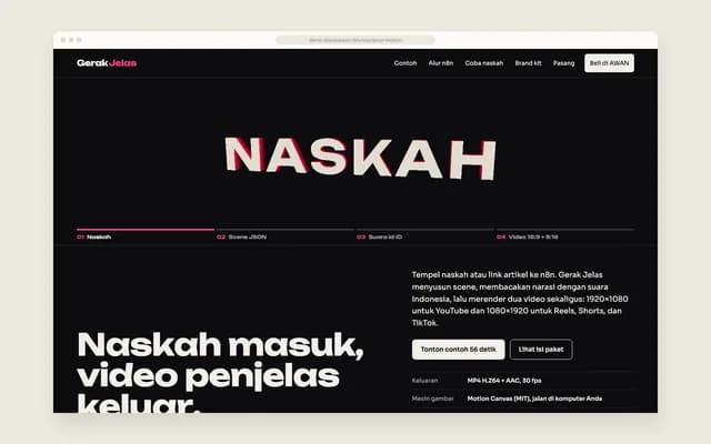 Beranda dengan tipografi kinetik 3D