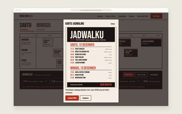 Kartu jadwal PNG