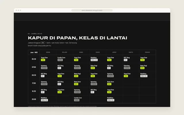 Chalk-timeboard jadwal kelas