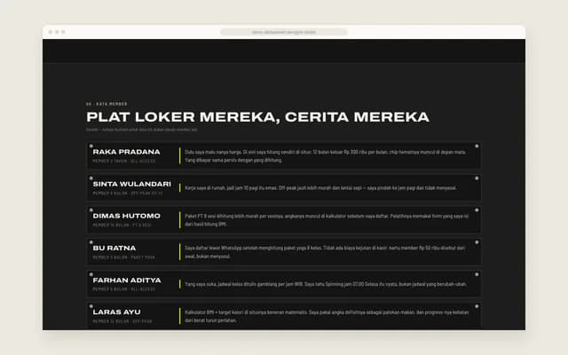 Testimoni nameplate loker