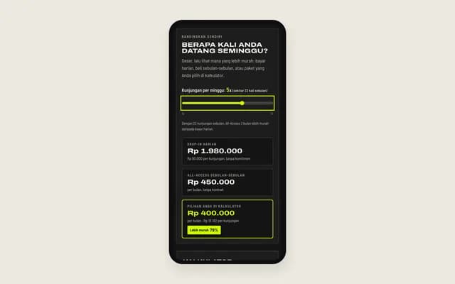 Bandingkan drop-in di ponsel