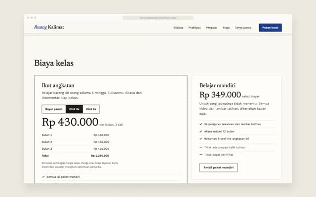 Biaya dan cicilan