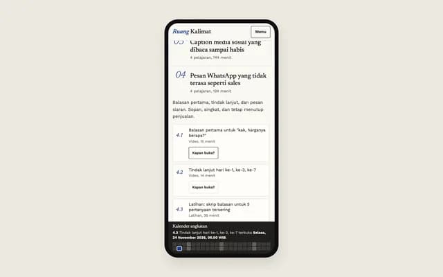 Silabus dan kalender di ponsel