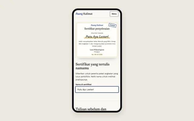 Sertifikat di ponsel