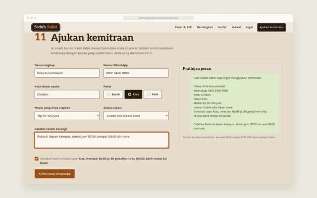 Formulir ke WhatsApp
