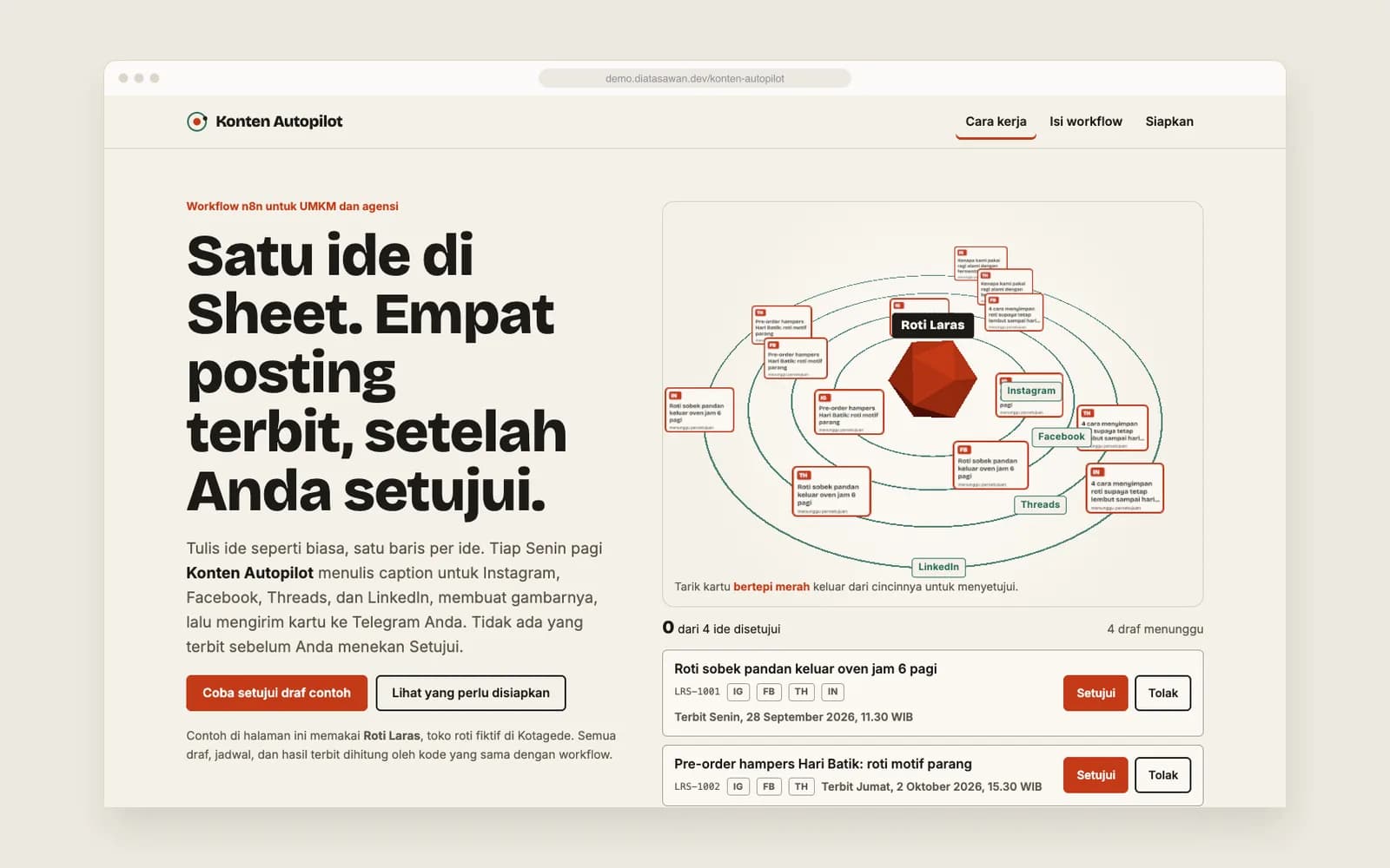 Konten Autopilot — Orbit merek dan antrean