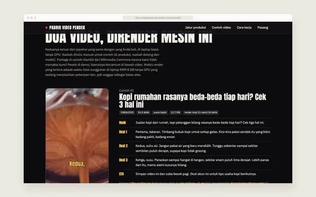 Video contoh yang dirender mesin ini