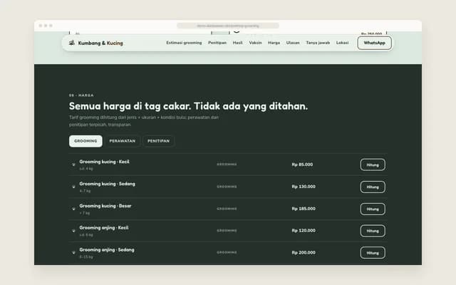 Papan harga tag cakar