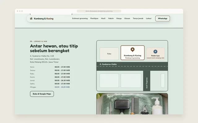 Lokasi, jam WIB, dan denah