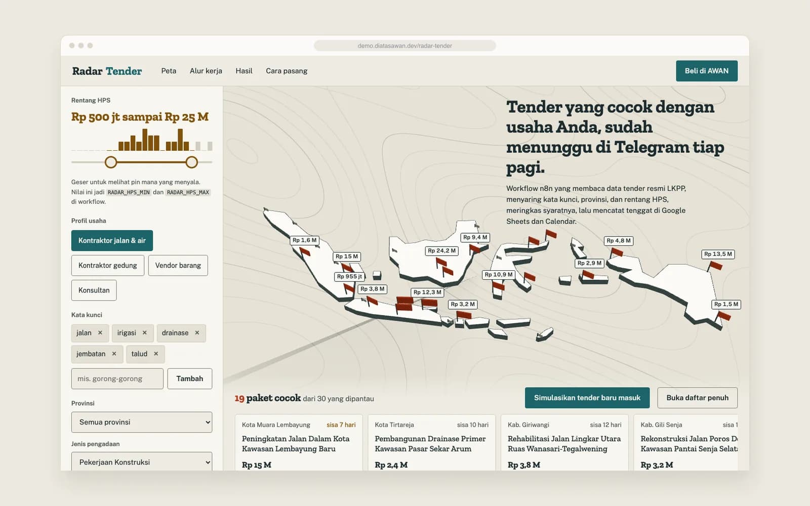 Radar Tender — Peta radar