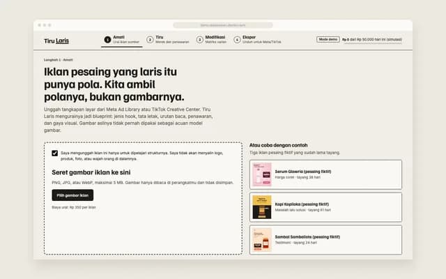 Amati: unggah iklan sumber